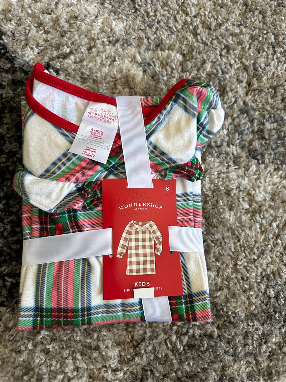 Wondershop Red and Green Plaid Kids 1-Piece Pajama
